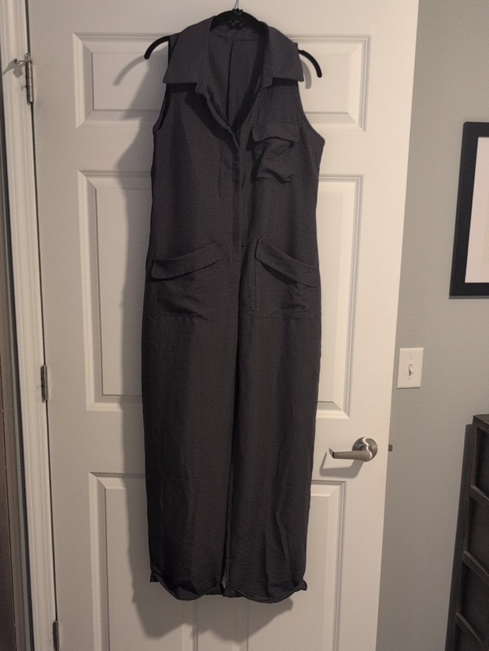Sleeveless Charcoal Utility Jumpsuit - Women's